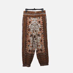 Anthropologie Size 6 Printed Linen Blend Jogger Pant Pull On Bohemian Boho Relax